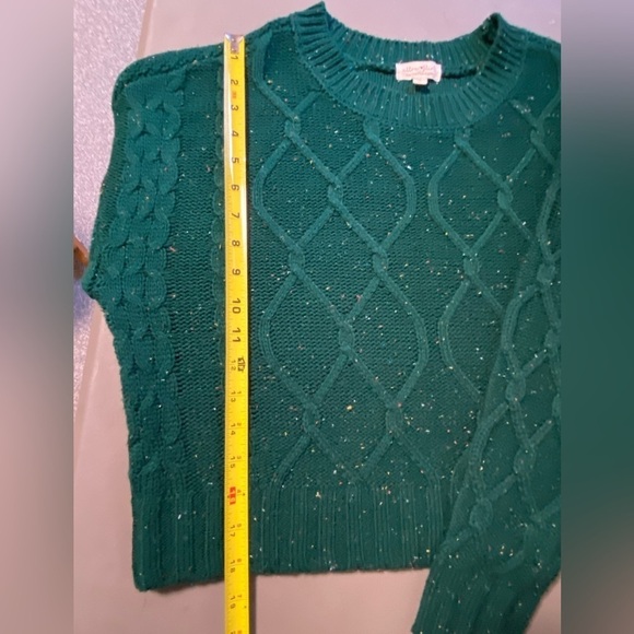 Ultra Flirt Cable Knit Sweater, Botanical Garden Green, size large - Picture 8 of 9